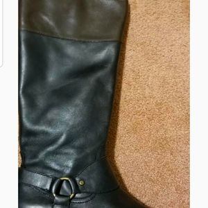 RALPH LAUREN SULITA Black w/ Brown Top Leather Zip